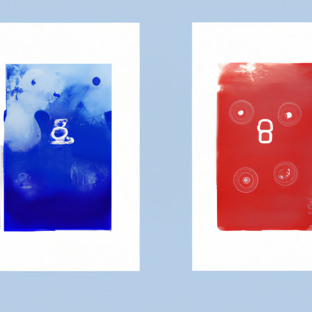 Trendy graphic illustration with an elegant red white and blue color palette. Minimilistic Boho flat abstract style.の写真素材