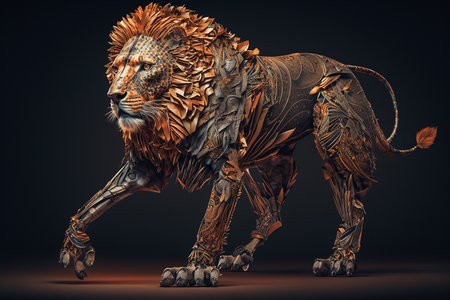 A creative illustration of a lion dressed in fashionable animal clothesの素材