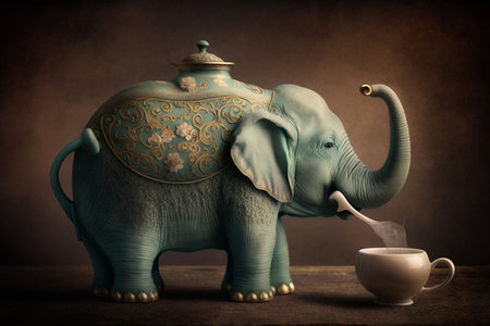 Illustration of an animal as a teapot, fun and interesting.の素材