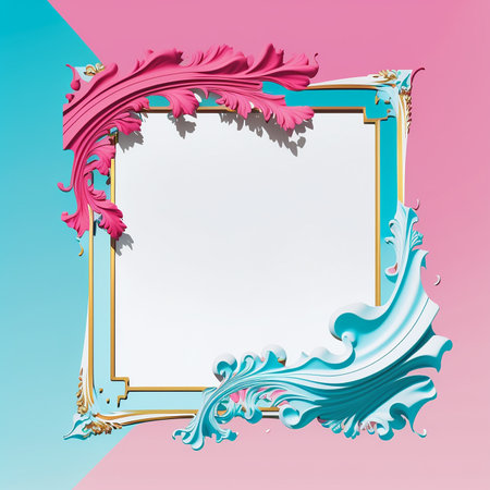 A creative illustration of a colorful border or frame on a white background, room for textの素材