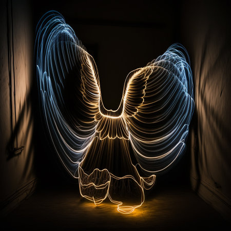 Light painting illustration of angel wingsの素材