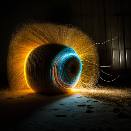 Light painting illustration of a hay baleの素材