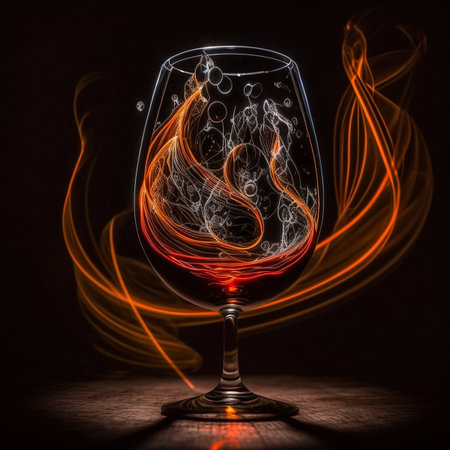 Light painting illustration of a wine glassの素材
