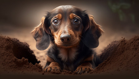 Realistic illustration of a pet dog created by artificial intelligenceの素材