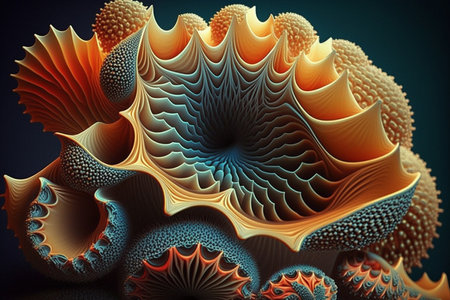 An illustration of an intricate abstract fractal spiral shape with beautiful colorsの素材