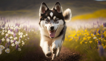 Realistic illustration of a pet dog created by artificial intelligenceの素材