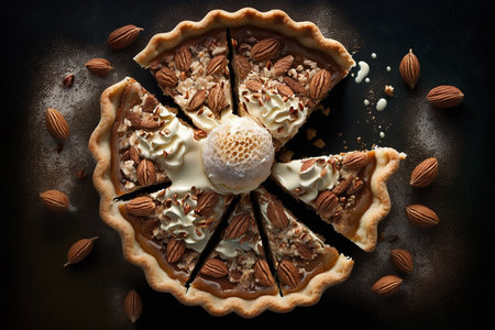 Flat lay illustration top down view of blueberry pieの素材