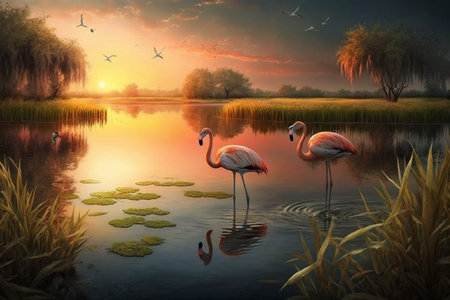 Illustration of a beautiful landscape that can be computer generated by Aiの素材