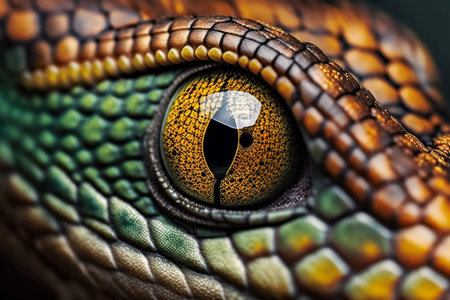 Illustration of the ultra close up magnification of the eyes of a snakeの素材