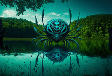 An illustration of an alien tick from another planetの素材