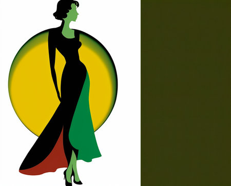 Illustration of art deco artistic image of a colorful femaleの素材