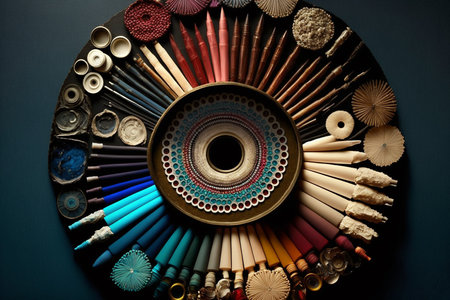 An illustrative circle of curated collected objectsの素材