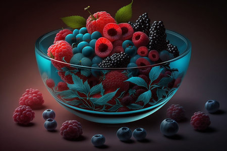 Illustration of a delicious bowl of colorful fruitの素材
