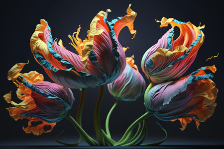 An illustration of flowers dancing, with movement and colorの素材