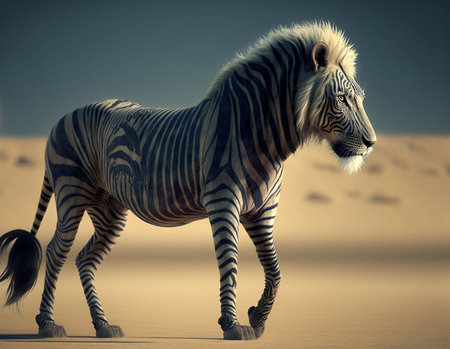 Illustration of an animal with a different head and body, a hybrid surreal aiの素材