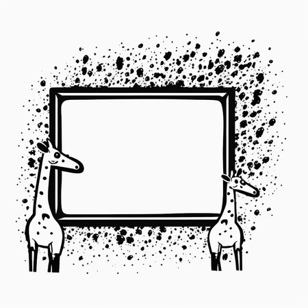 Hand drawn picture frame, black and white, minimilistic, simple cartoon style, thin outline sketch - an illustrationの素材