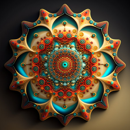 Illustration of the symmetrical and geometric shape of a floral style mandalaの素材