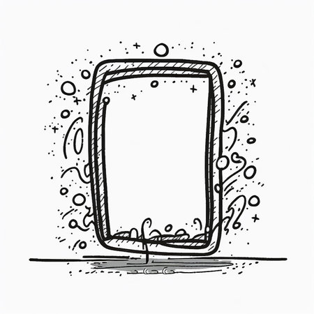 Hand drawn picture frame, black and white, minimilistic, simple cartoon style, thin outline sketch - an illustrationの素材