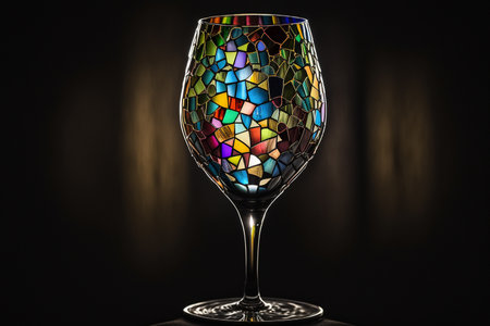 Illustration of a stunning shining stained glass wine glassの素材
