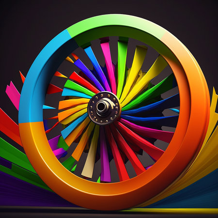 Illustration of a colorful gambling roulette wheel in a casinoの素材