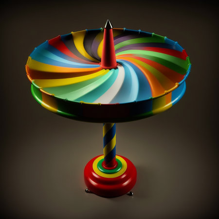 Illustration of a colorful toy spinning top beloved by childrenの素材