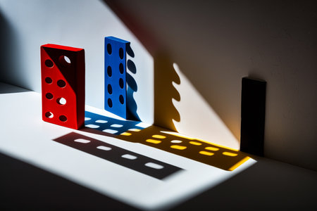 Illustration of a silhouette shadow created by blocks with holesの素材