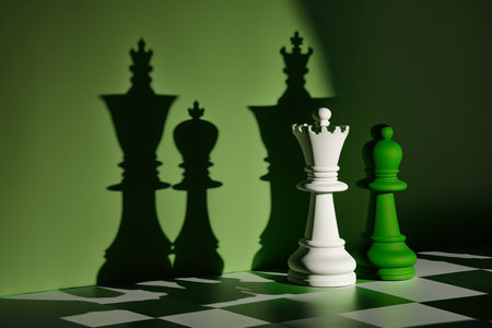 Illustration of a silhouette shadow created by chess piecesの素材
