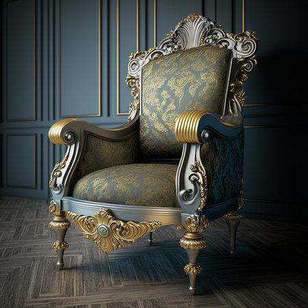 Luxury royal armchair in classic interior. 3D renderの素材