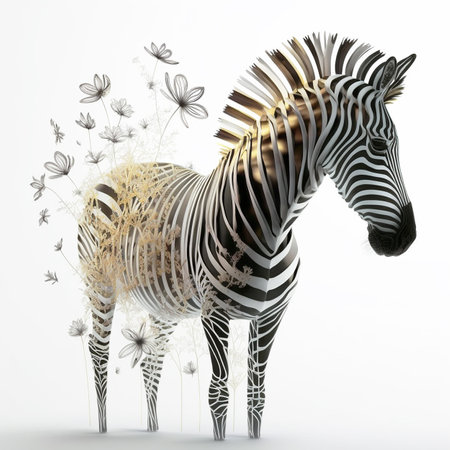 Transparent illustration on a white background of a decorative zebraの素材