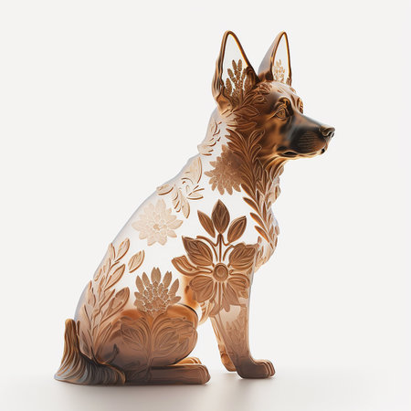 Transparent illustration on white background of a decorative dogの素材
