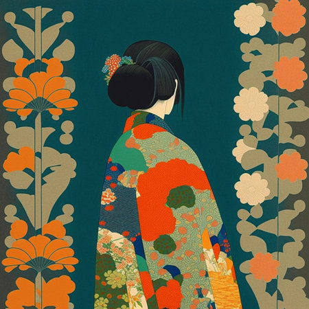 Illustration of artistic representation of Japanese artの素材