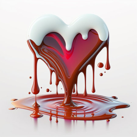 Illustration of an isolated melting red and white heartの素材