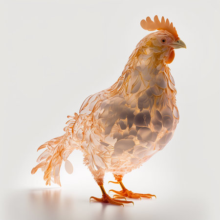 Transparent illustration on a white background of a decorative chickenの素材