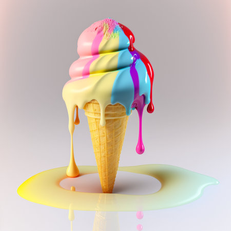 Illustration of an isolated icecream in a coneの素材