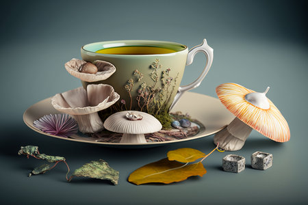 Fungus fashion ultra realistic, sharp focus, pastel colors - a creative illustrationの素材