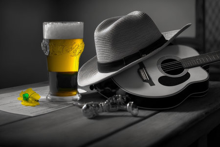 Illustration of a specifically colorized item within a black and white photograph.の素材