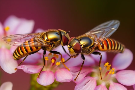 Two bees buzzing togetherの素材