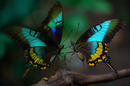 Two beautiful butterflies interacting with each otherの素材