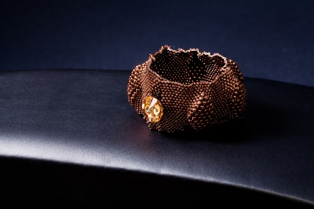 luxury jewellery platinum gold bracelet over black backgroundの写真素材