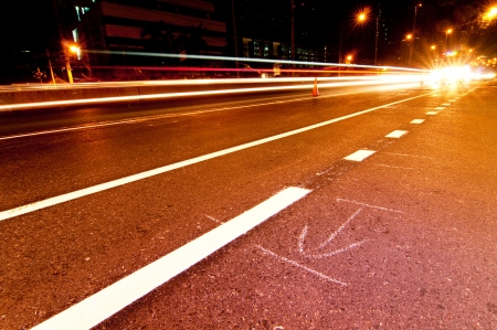mark point on Road by night, Asphalt highway textureの写真素材