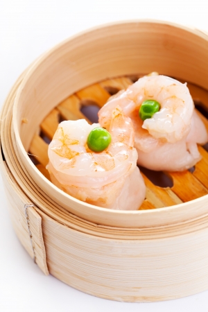Shrimp Dim Sum in Bamboo Steamed Bowの写真素材