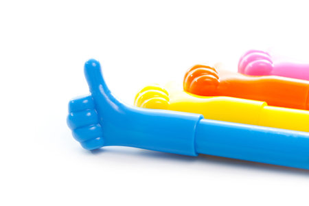 Hand with thumb up, Like symbolの写真素材