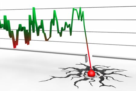 A graph showing a stock crash so bad it fell through the floor.の写真素材