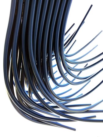 an abstract collection of black plastic tubes curving out 90 degreesの写真素材