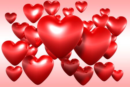 A cluster of 3D hearts background for a Valentines Day cardの写真素材
