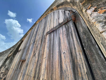 Abstract view of an old barn door weathered from the sunの写真素材
