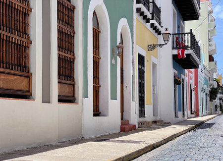 Typical street in San Juan, Puerto Ricoの写真素材