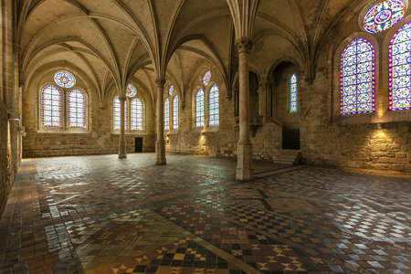 Asnieres-on-Oise, France, August 24th 2017 - Room of the old Kitchens of the Cistercian Monastery in Royaumont Abbeyのeditorial素材