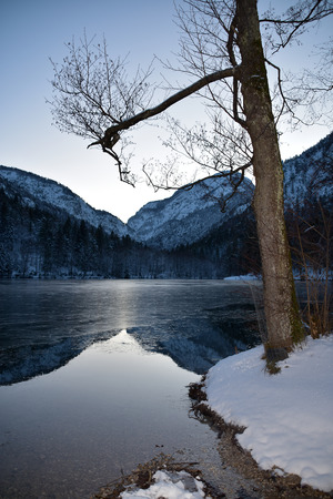 Sunset in Bavaria near the thumseeの写真素材