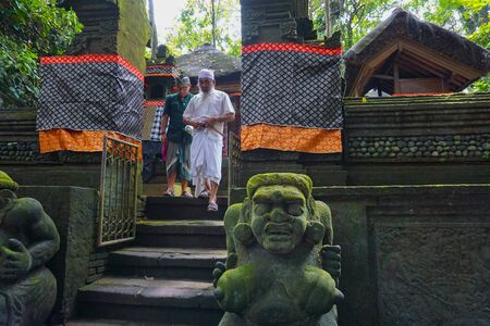 Buddhist monks temple in Monkey Forest - Bali, Indonesiaのeditorial素材